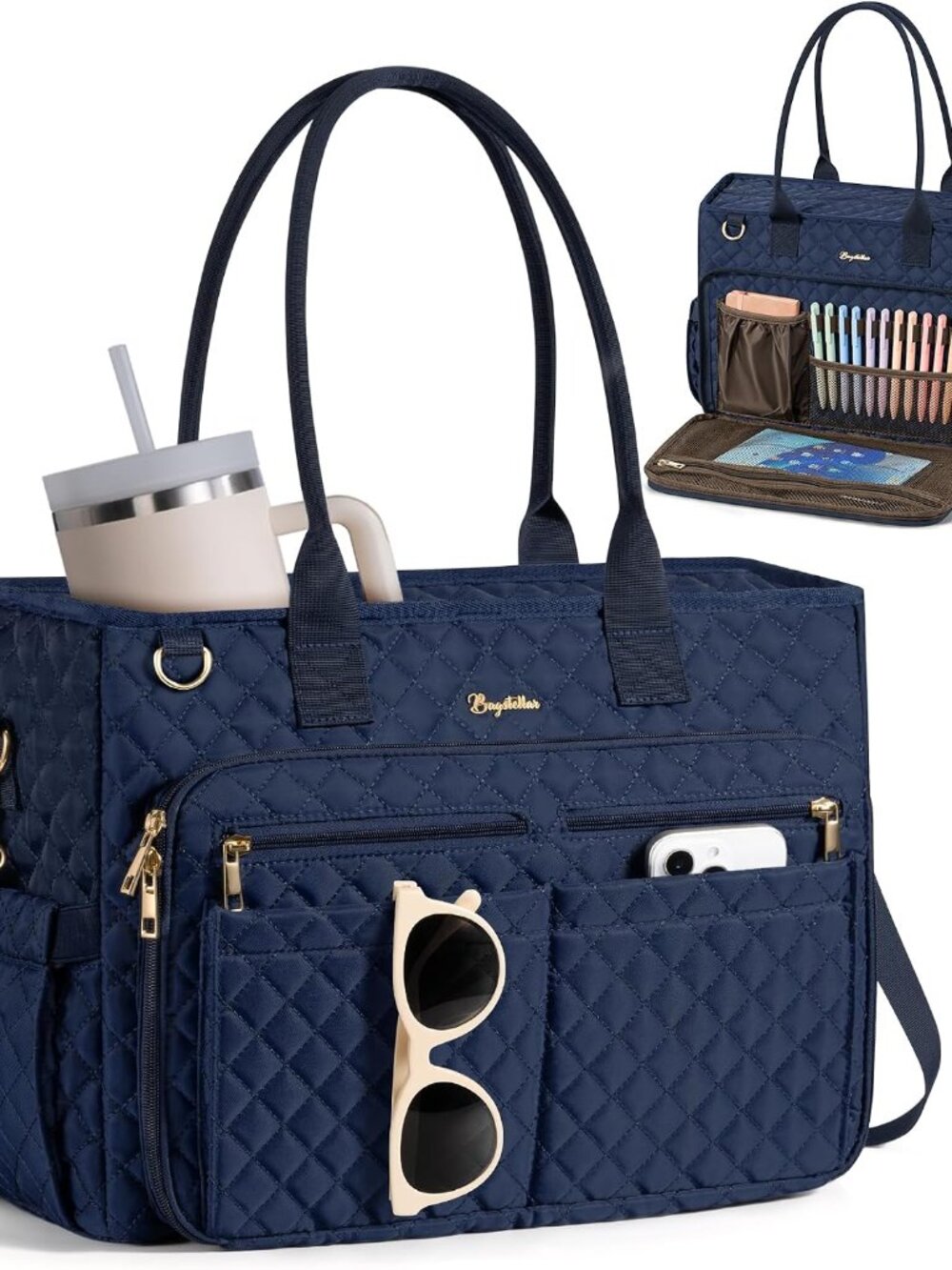 Teacher Tote Bag for Women, 15.6" Laptop Work Tote Computer Bag